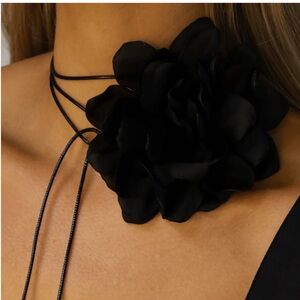 Black Rosetta cord choker necklace